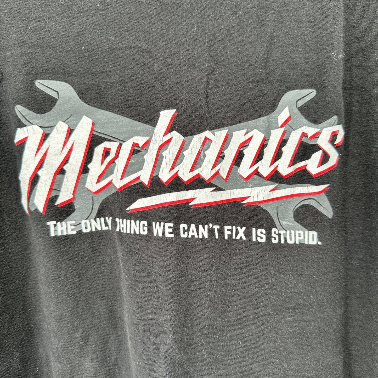 Mechanics Sleeveless Black T-Shirt With Humorous Print XL By Ann Arbor Shirt Co.