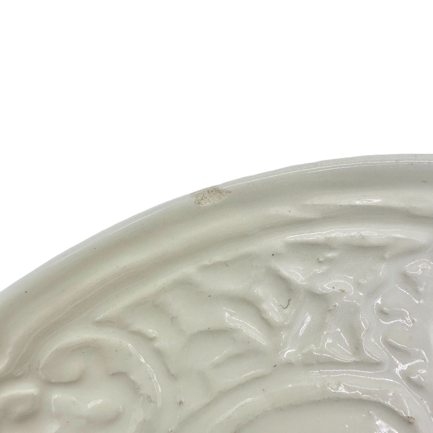 Italian Made Ceramic Plates 7.5 inch Diameter White Embossed Set Of 4