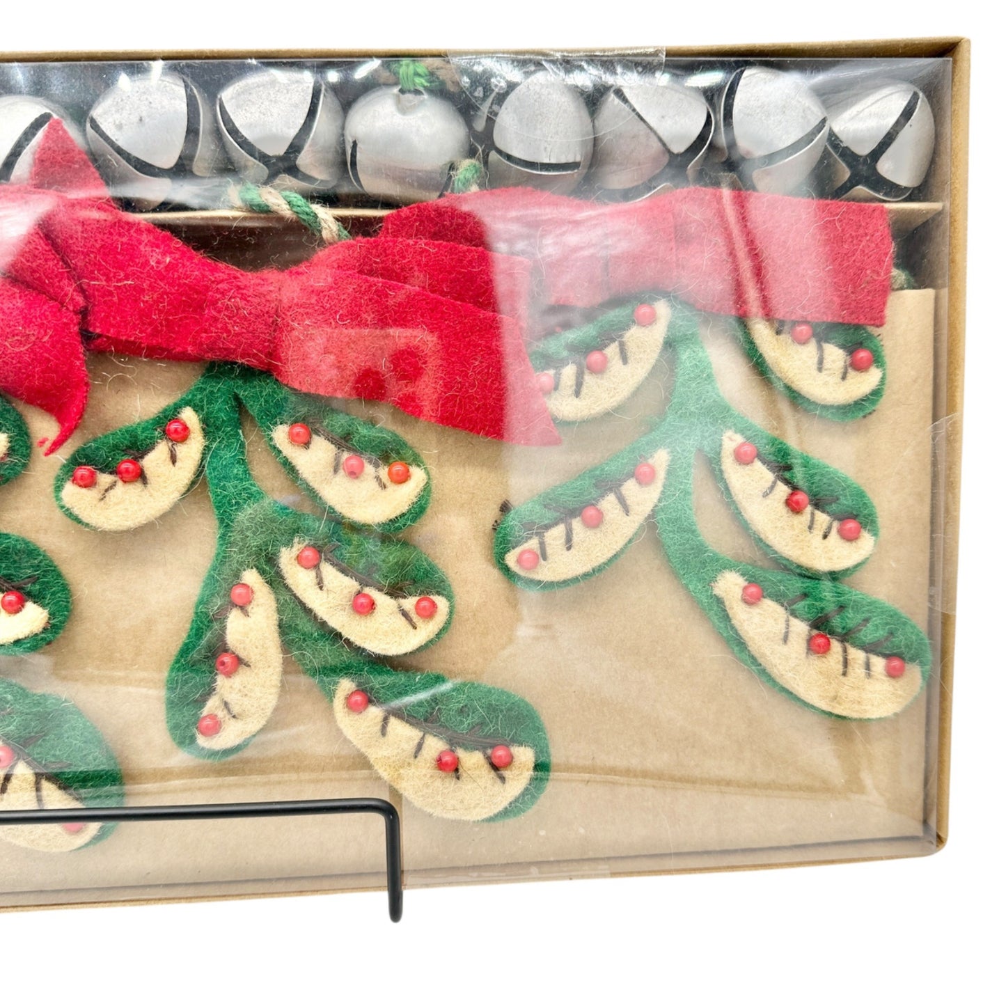 Arctic Holiday 6 Foot Felt Garland With Bells and Red Felt Bow Accents NEW