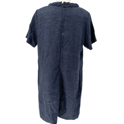 New Collection Dress Womens XL Navy Blue Braided Collar SS Textured Shift Dress