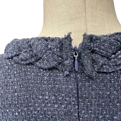 New Collection Dress Womens XL Navy Blue Braided Collar SS Textured Shift Dress