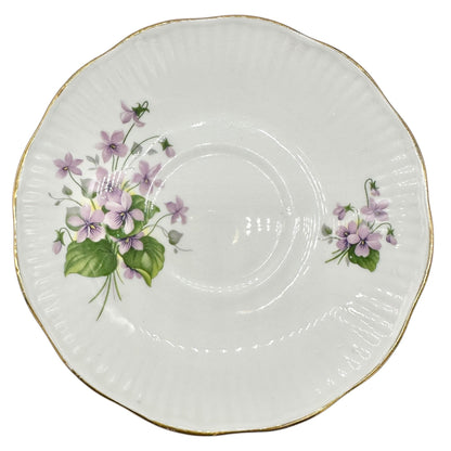 Royal Dover China Bone China Teacup w Saucer White Purple Violets Gold England