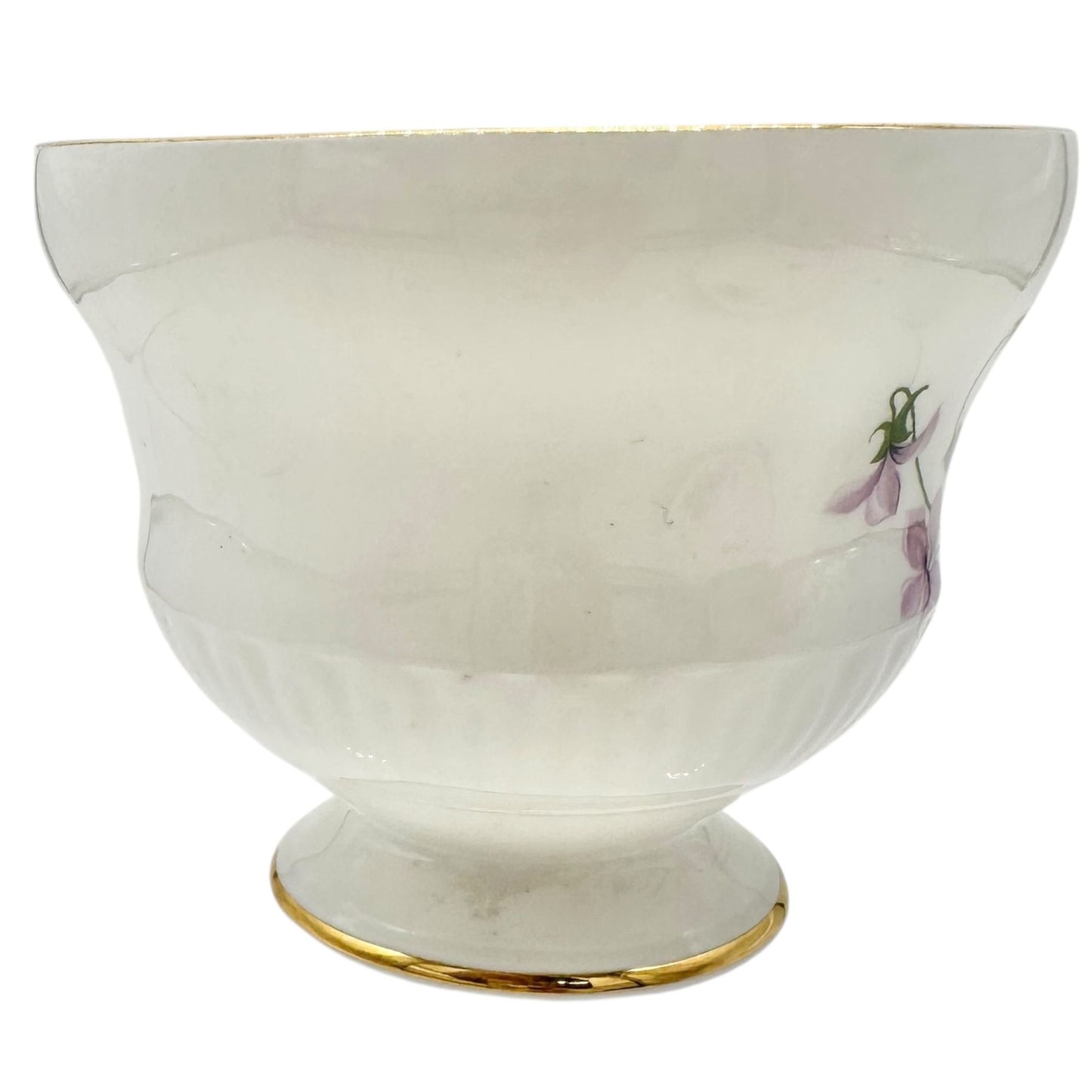 Royal Dover China Bone China Teacup w Saucer White Purple Violets Gold England