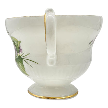 Royal Dover China Bone China Teacup w Saucer White Purple Violets Gold England