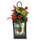 Christmas Lantern With LED Candle Black Plastic Festive Accents Battery WORKS