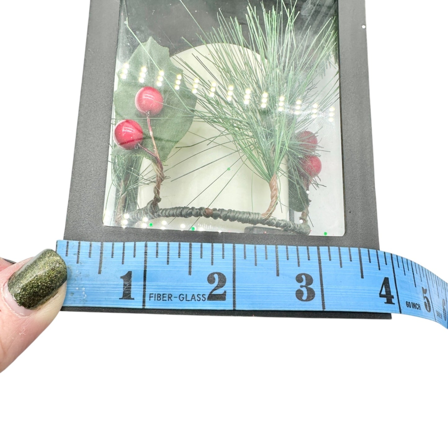 Christmas Lantern With LED Candle Black Plastic Festive Accents Battery WORKS