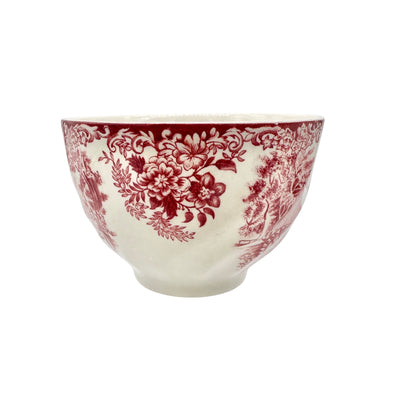 Vintage Ceramic Tea Cup Red and White With Countryside Scene Made in England