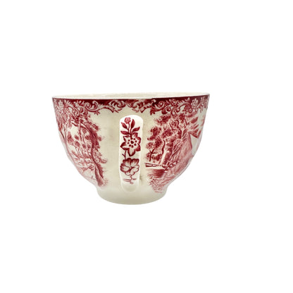 Vintage Ceramic Tea Cup Red and White With Countryside Scene Made in England