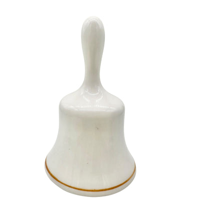Six Flags Over Georgia Souvenir Bell White With Rainbow Design Ceramic 3.5"H
