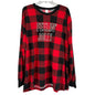 North Pole Trading Co Sleepwear Top Mens 2XL FEELIN JOLLY Red Black Plaid LS EUC