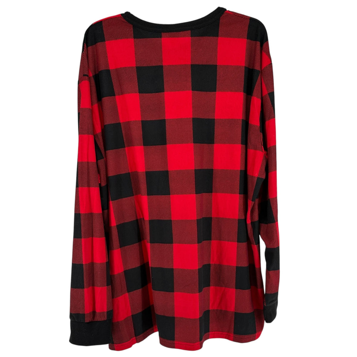 North Pole Trading Co Sleepwear Top Mens 2XL FEELIN JOLLY Red Black Plaid LS EUC