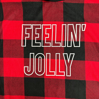 North Pole Trading Co Sleepwear Top Mens 2XL FEELIN JOLLY Red Black Plaid LS EUC