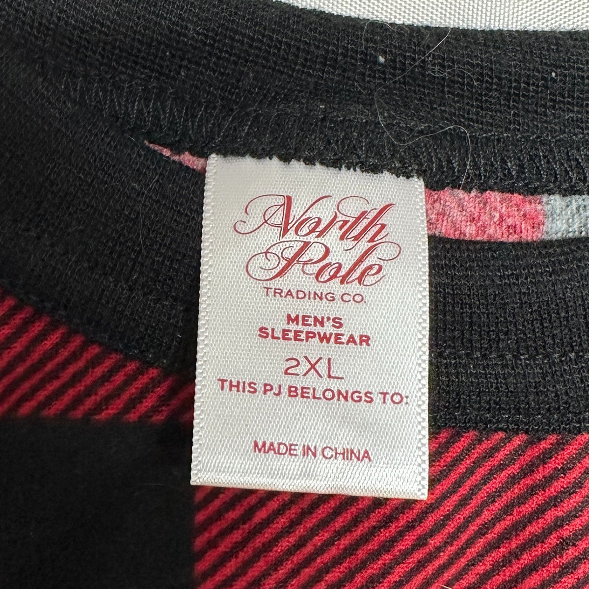 North Pole Trading Co Sleepwear Top Mens 2XL FEELIN JOLLY Red Black Plaid LS EUC