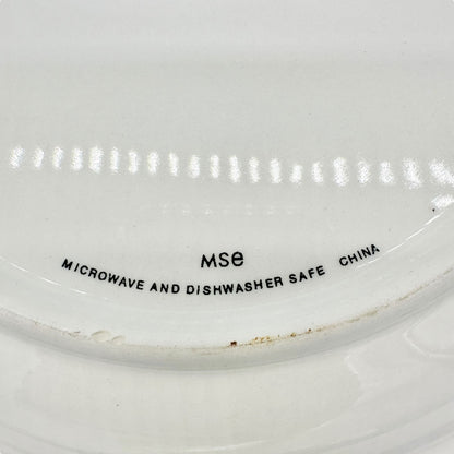 Set Of 3 MSE Dinner Plates 11 inch White With Green Trim & Purple Floral Pattern