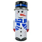 Holiday Style Snowman Tall Tin For Wrapped Food Storage 9 Inches White & Blue Design