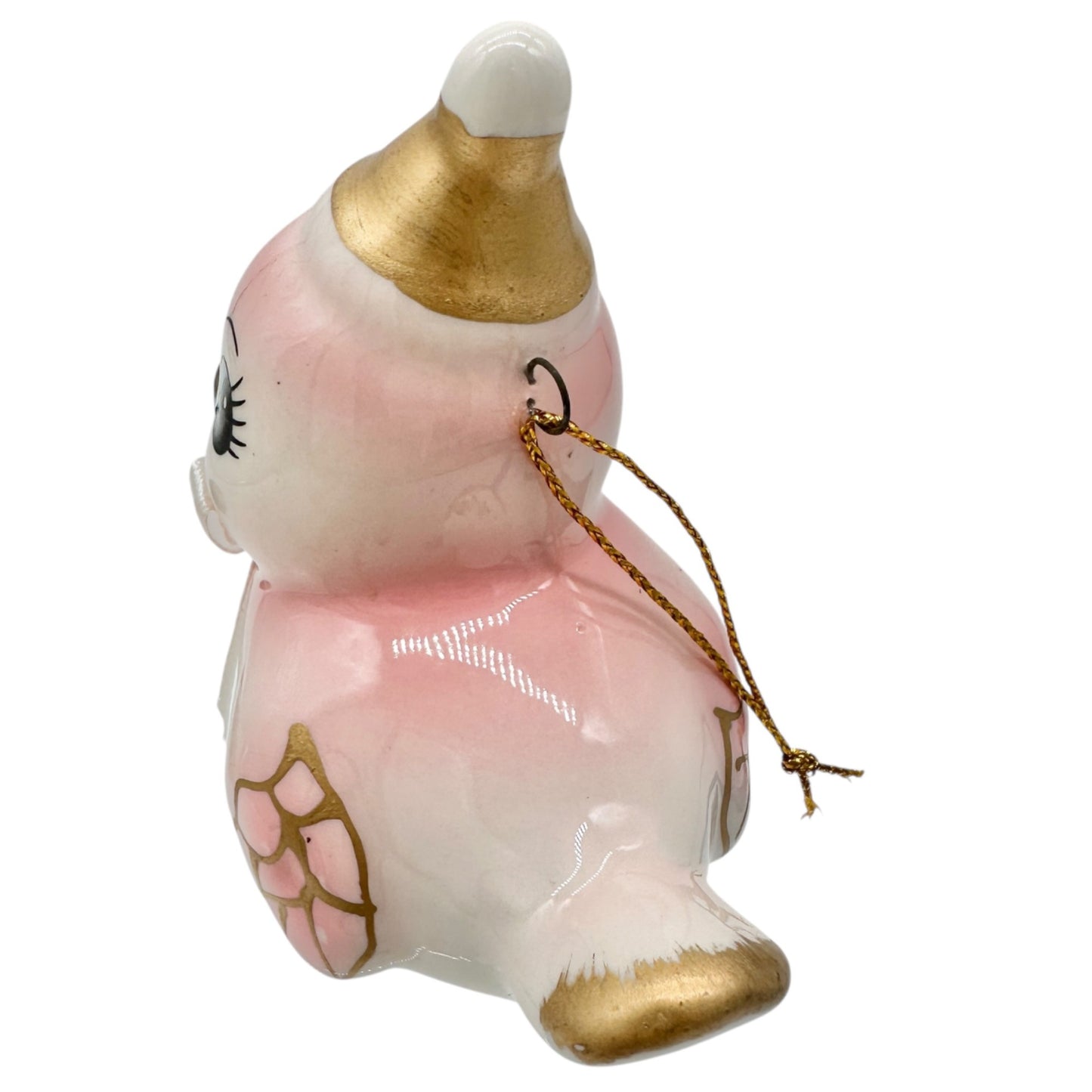 Target Wondershop Retro Ceramic Bird Ornament Pink Gold Details with Bell+Bow