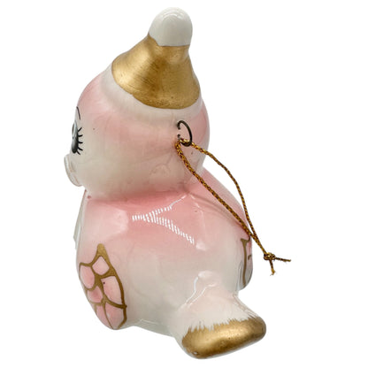 Target Wondershop Retro Ceramic Bird Ornament Pink Gold Details with Bell+Bow
