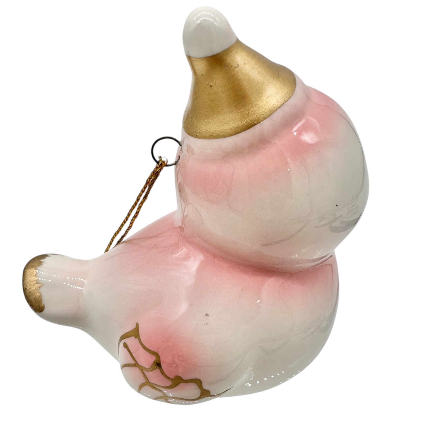 Target Wondershop Retro Ceramic Bird Ornament Pink Gold Details with Bell+Bow