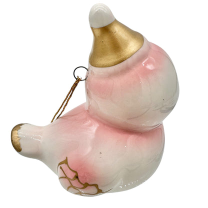 Target Wondershop Retro Ceramic Bird Ornament Pink Gold Details with Bell+Bow