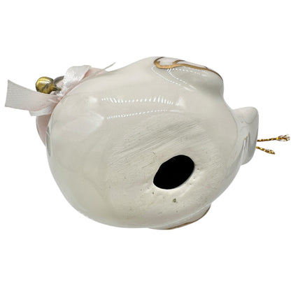 Target Wondershop Retro Ceramic Bird Ornament Pink Gold Details with Bell+Bow