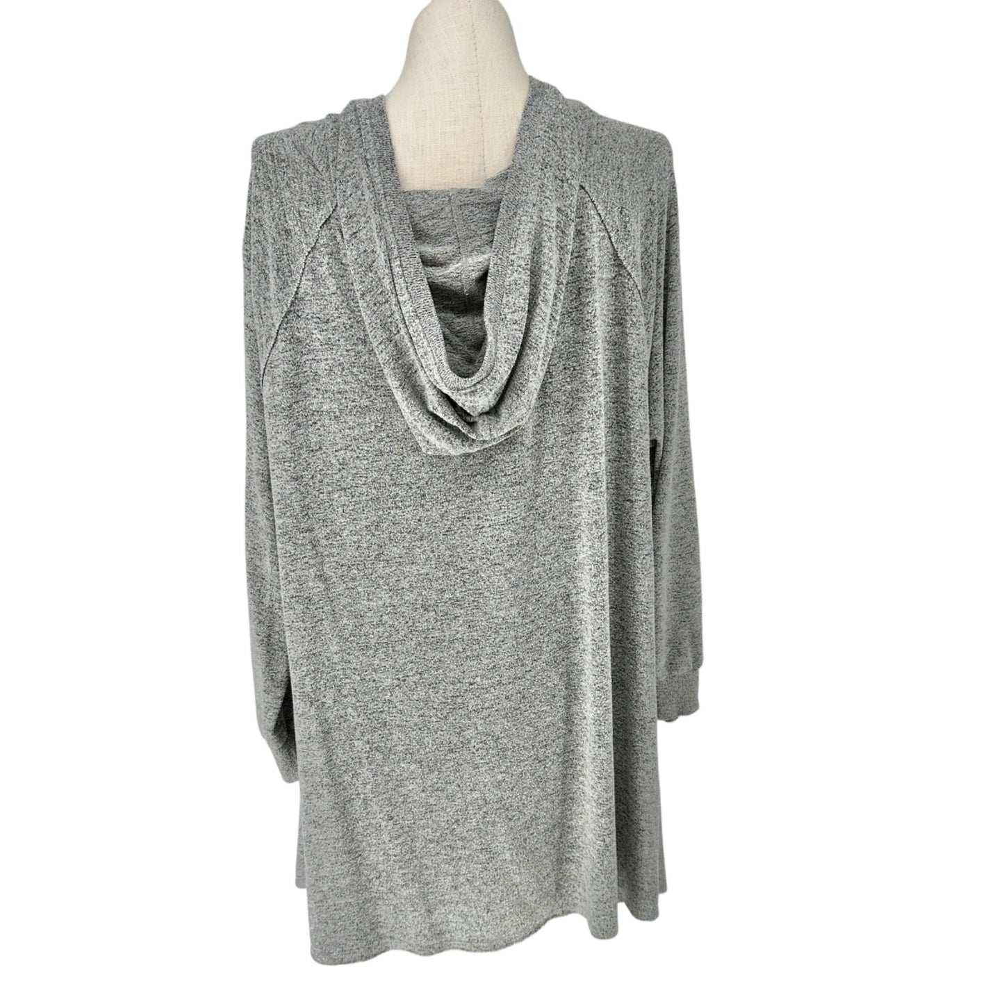 Mossimo Tunic Top Womens XL Gray Hooded V-Neck Long Sleeve Hi Low Hem Super Soft