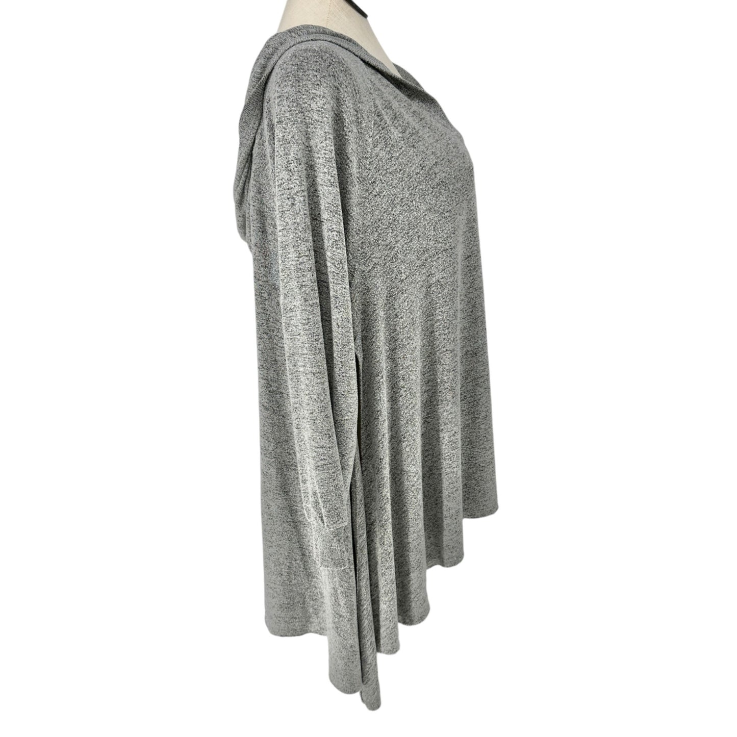 Mossimo Tunic Top Womens XL Gray Hooded V-Neck Long Sleeve Hi Low Hem Super Soft