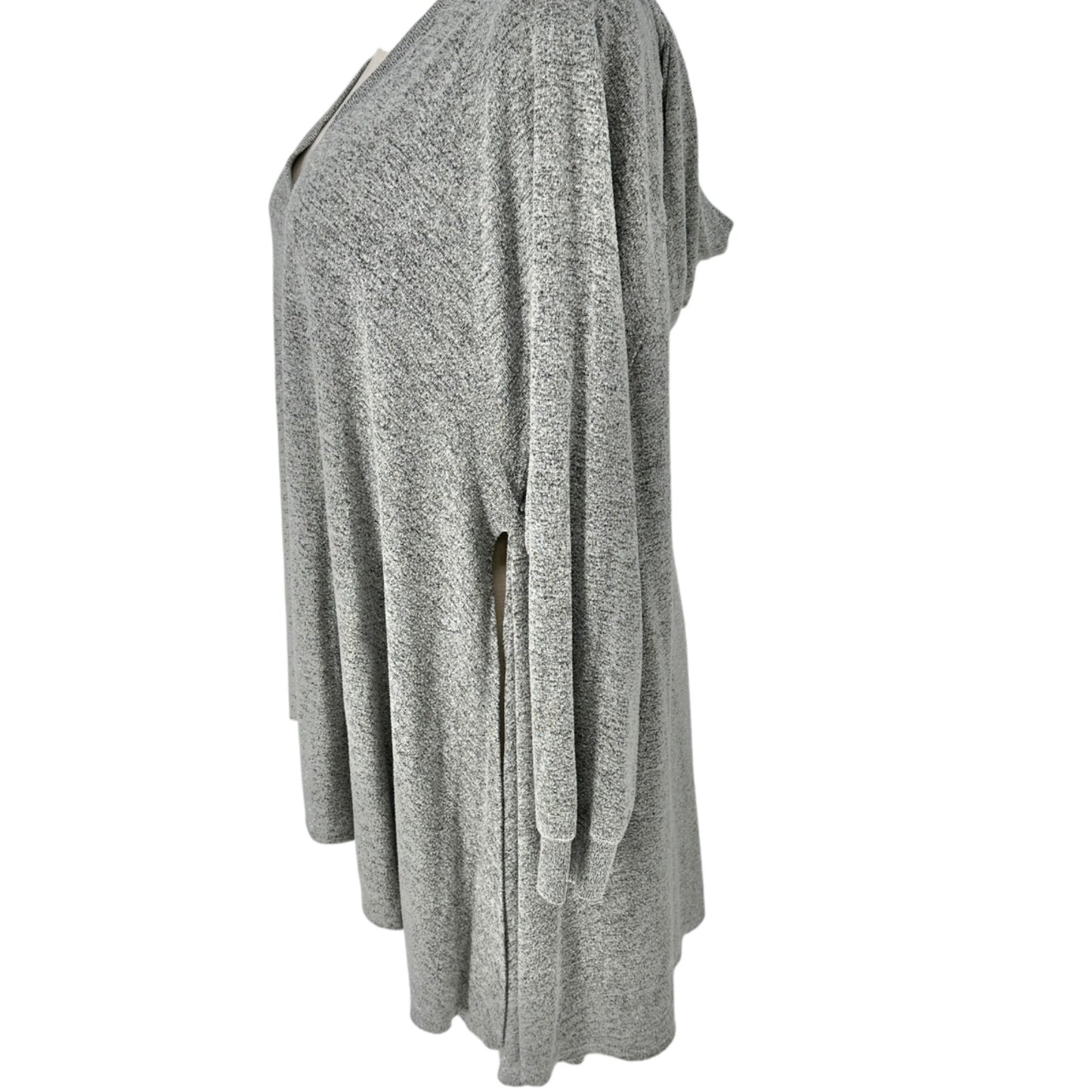 Mossimo Tunic Top Womens XL Gray Hooded V-Neck Long Sleeve Hi Low Hem Super Soft