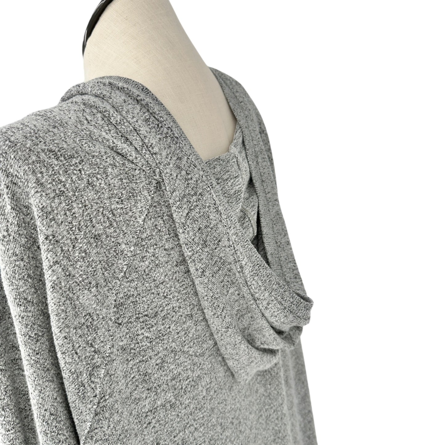 Mossimo Tunic Top Womens XL Gray Hooded V-Neck Long Sleeve Hi Low Hem Super Soft