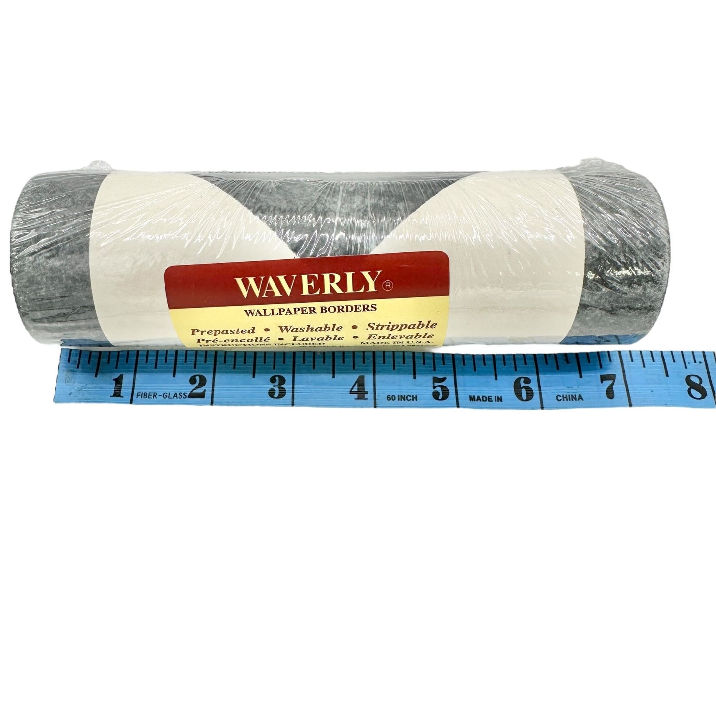 Waverly Geometric Wallpaper Border 3 Rolls 5 Yd Spools Pre-Pasted Black & White