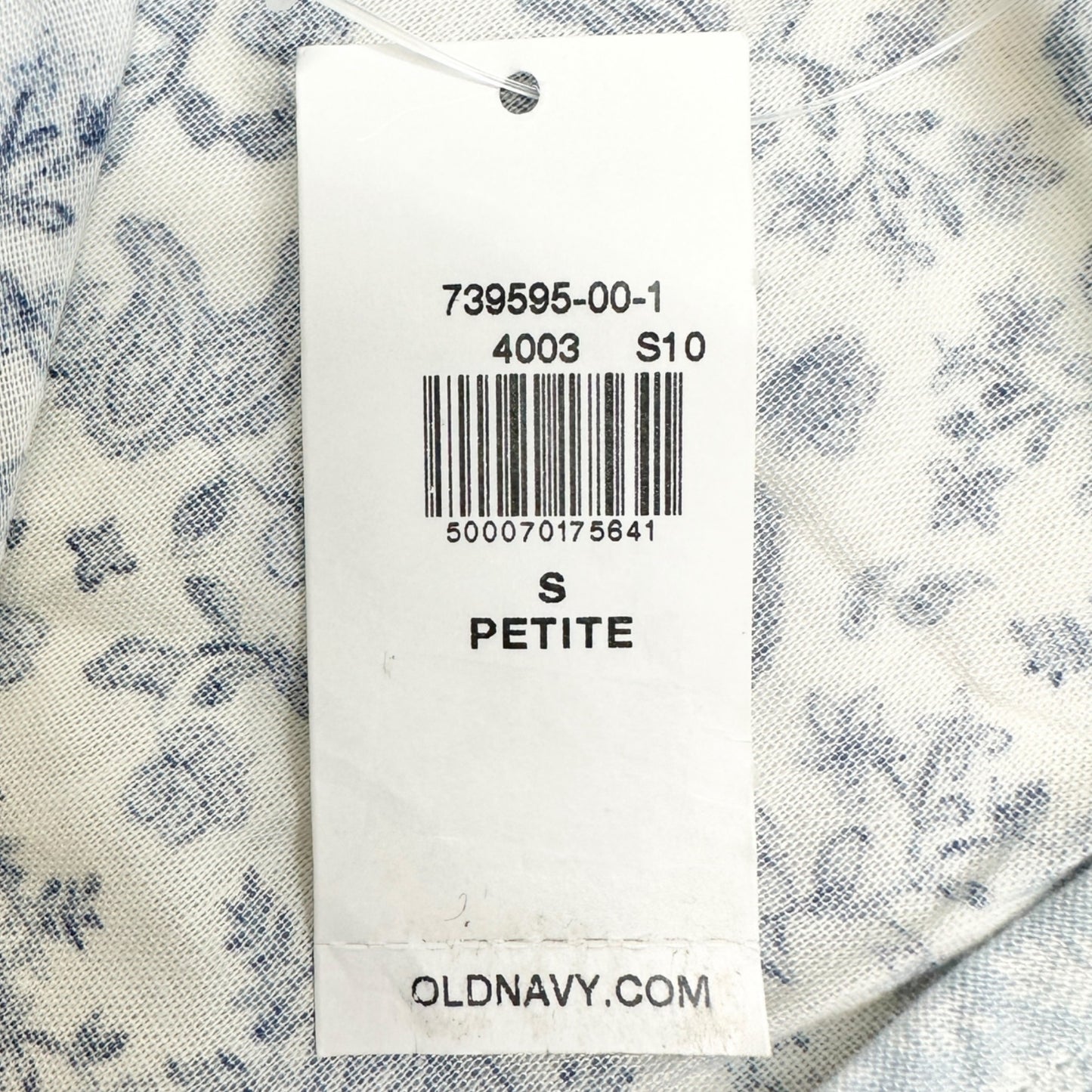 Old Navy Peasant Button-up Blouse Womens S Petite Blue White Floral Rayon Cotton