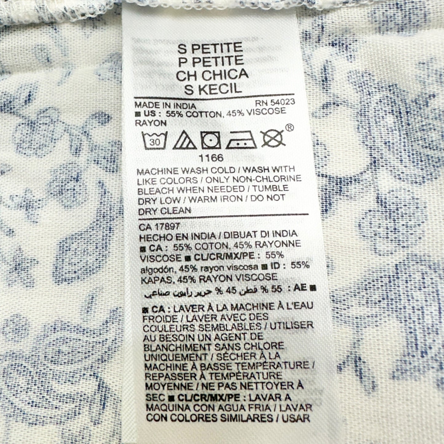 Old Navy Peasant Button-up Blouse Womens S Petite Blue White Floral Rayon Cotton