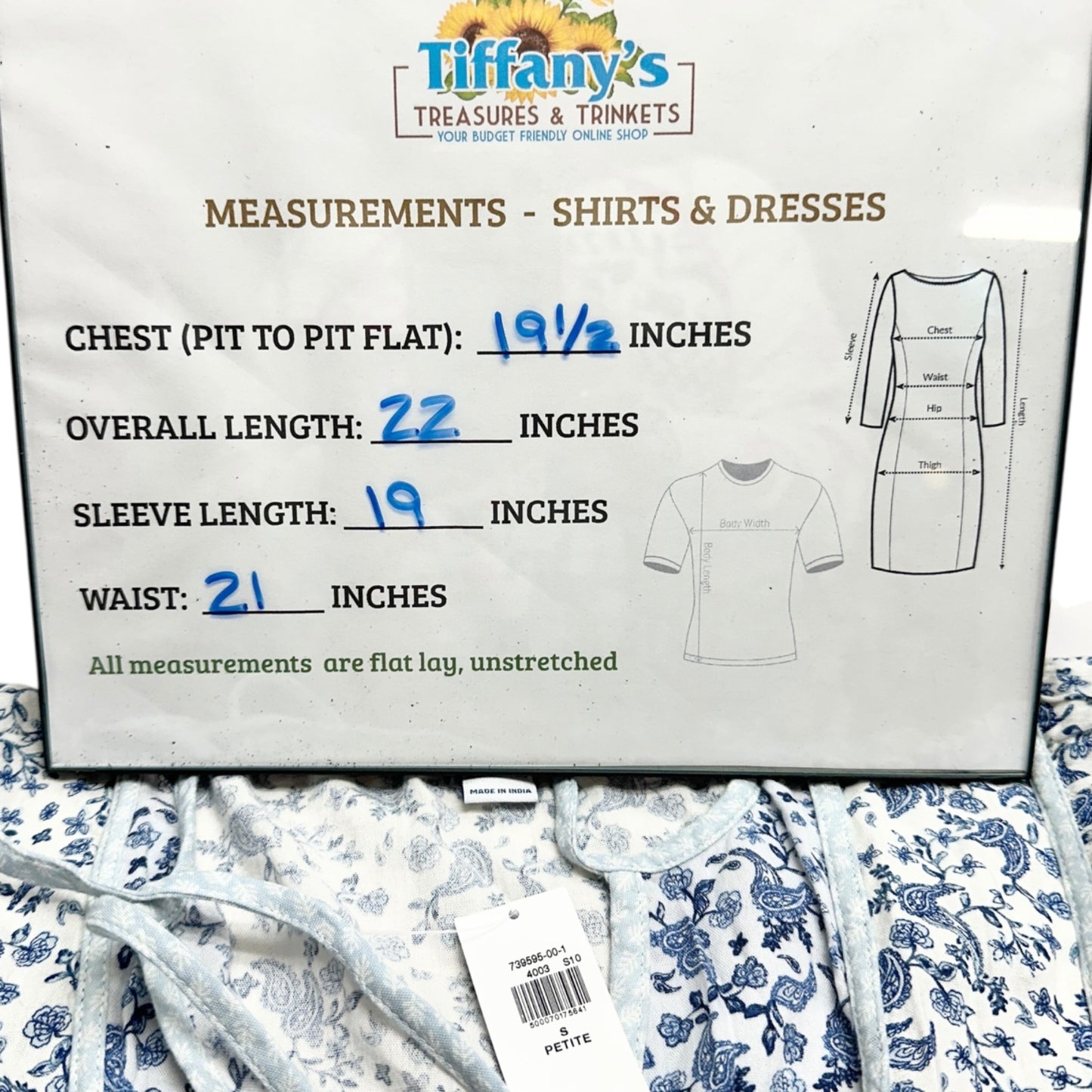 Old Navy Peasant Button-up Blouse Womens S Petite Blue White Floral Rayon Cotton