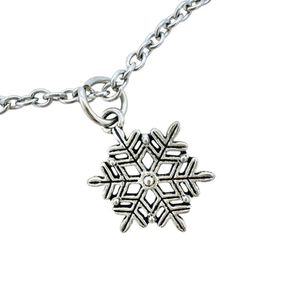 Snowflake Charm Silver Tone Anklet Lobster Clasp 12" Chain For Women Or Teens