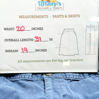 Stretch White Stag Womens Capri Pants 22W Navy Blue Elastic Waist Button Details