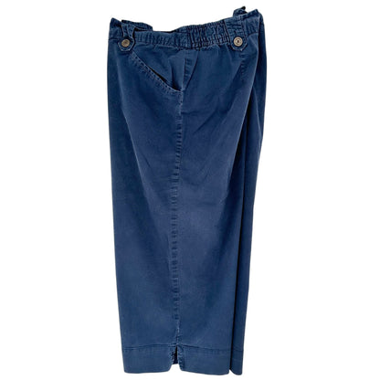 Stretch White Stag Womens Capri Pants 22W Navy Blue Elastic Waist Button Details