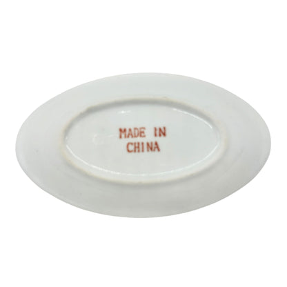 Holiday Trinket Dish White Hand Painted Holly and Ribbon Design 6" x 3.5"