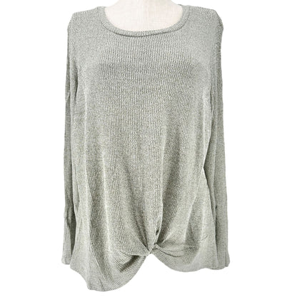 Latched Mama Nursing Top Womens 1X Twist Front Knit Sage Green LS Maternity Moms