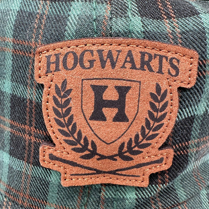 Harry Potter Hogwarts Baseball Hat Cap Green Plaid Adjustable Leather Back OSFM