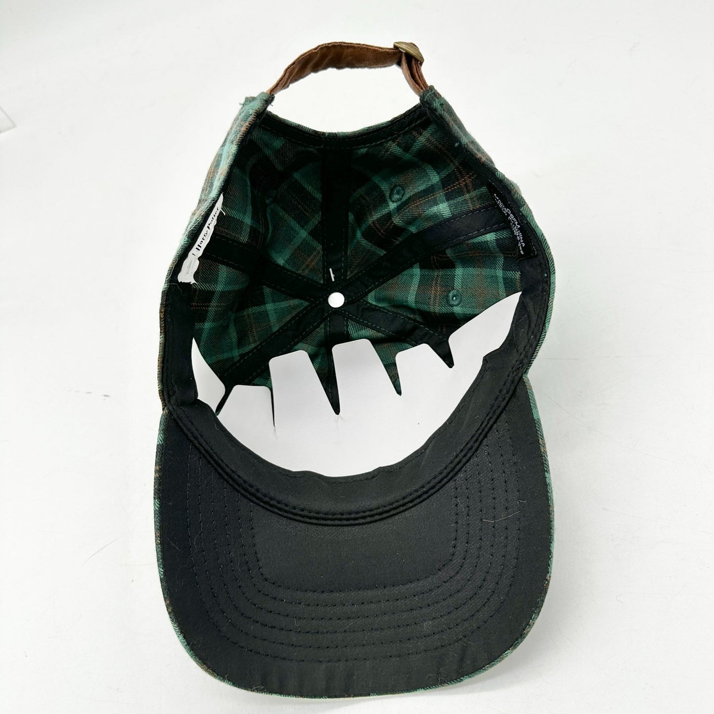 Harry Potter Hogwarts Baseball Hat Cap Green Plaid Adjustable Leather Back OSFM