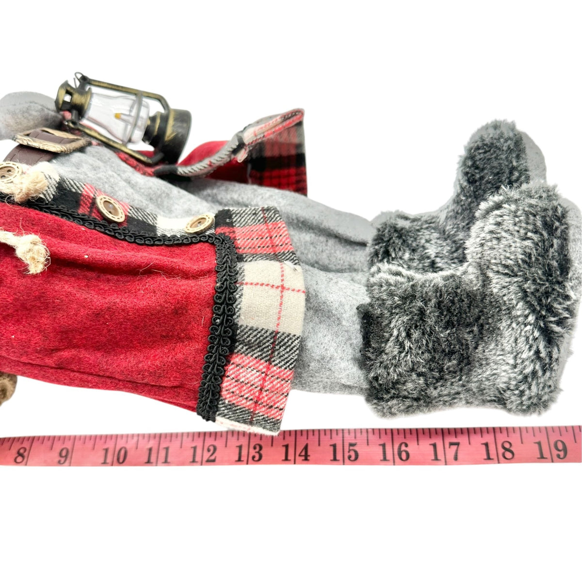 Holiday Time Santa Claus Decor With Red and Gray Outfit And Accessories 19"H NWT