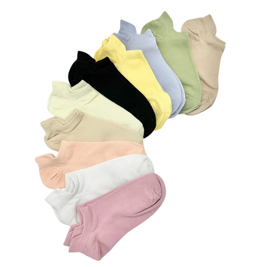 Womens 10 Pack Set of Ankle Socks Multiple Colors Soft Knit Comfort Blend