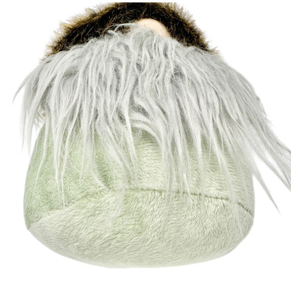 Green Plush Gnome With Faux Fur Beard Knit Hat Nordic Style Decorative 11" Tall