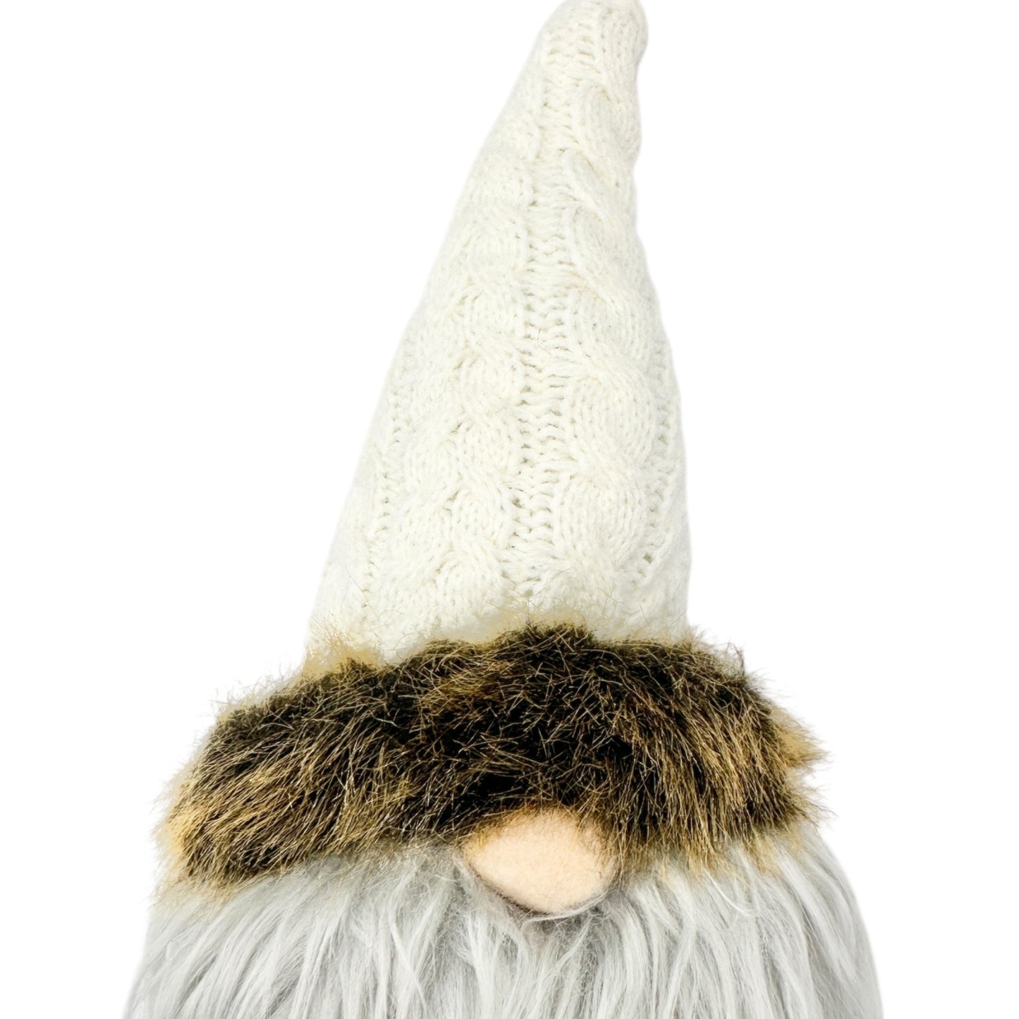 Green Plush Gnome With Faux Fur Beard Knit Hat Nordic Style Decorative 11" Tall