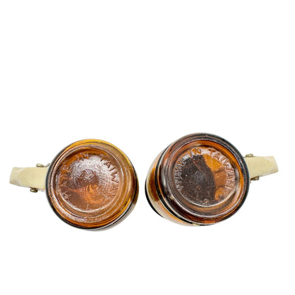 Vintage Atlantic City NJ Amber Glass Barrel Salt & Pepper Shakers With Gold Trim