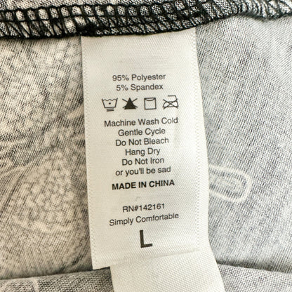 Lularoe Emily Dress Womens L Black White Butterfly Print LS Side Pockets Soft