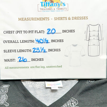 Lularoe Emily Dress Womens L Black White Butterfly Print LS Side Pockets Soft