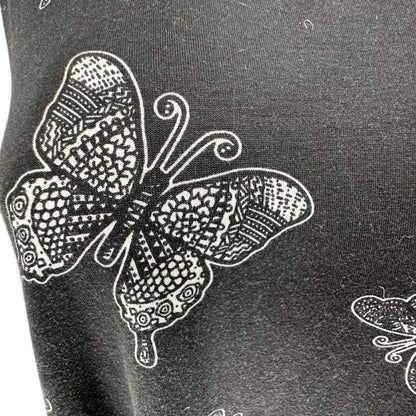 Lularoe Emily Dress Womens L Black White Butterfly Print LS Side Pockets Soft