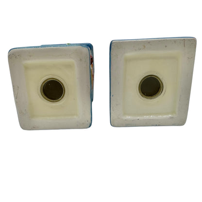 Hand-Painted Ceramic Birdhouse Salt and Pepper Shakers Set Floral and Bee Design