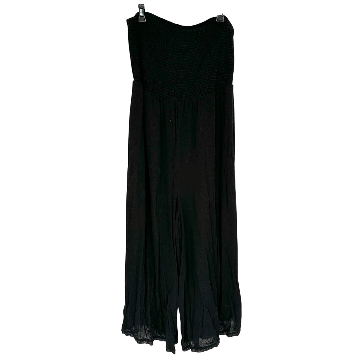 Torrid Jumpsuit Womens 2X 18 20 Smocked Gauze Solid Black Flowy Comfort NWT