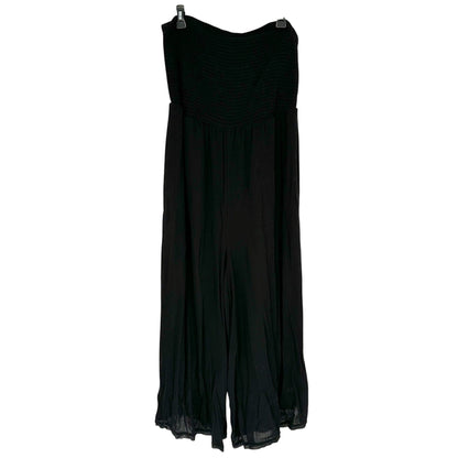 Torrid Jumpsuit Womens 2X 18 20 Smocked Gauze Solid Black Flowy Comfort NWT